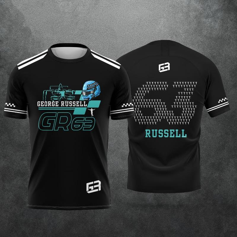 2026 Nuovo Numero di Gara. T-shirt con Stampa 3D Fan di George Russell 63 Uomo Donna Estiva Casual Manica Corta Abbinamento Famiglia