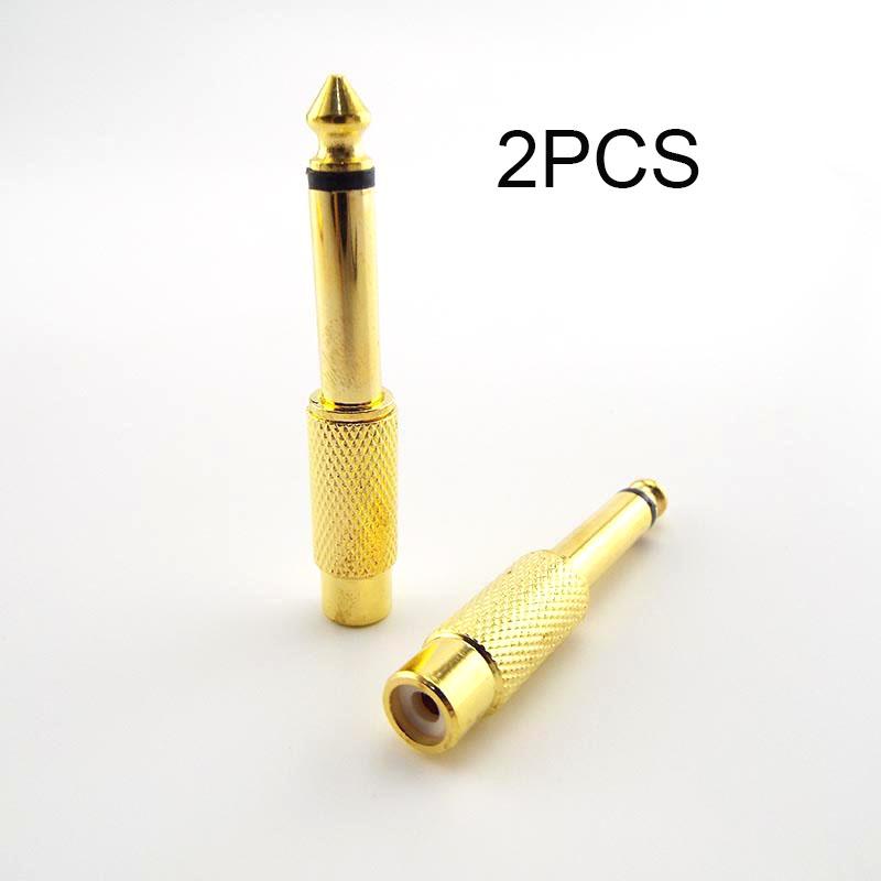 Golden Audio Adapter 6.35mm 1/4" Male Mono Plug to RCA Female 6.5mm to AV Jack Audio Adapter Connector TS For Home KTV H1Good product