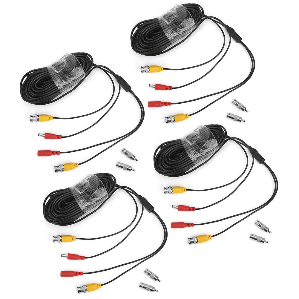 4Pcs BNC Video Power Cable CCTV Wire Cord Security System Accessories