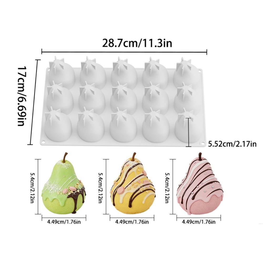 

15 Cavity 3D Pear Silicone Mold Heat-Resistant French Dessert Molds Pudding Jelly белый