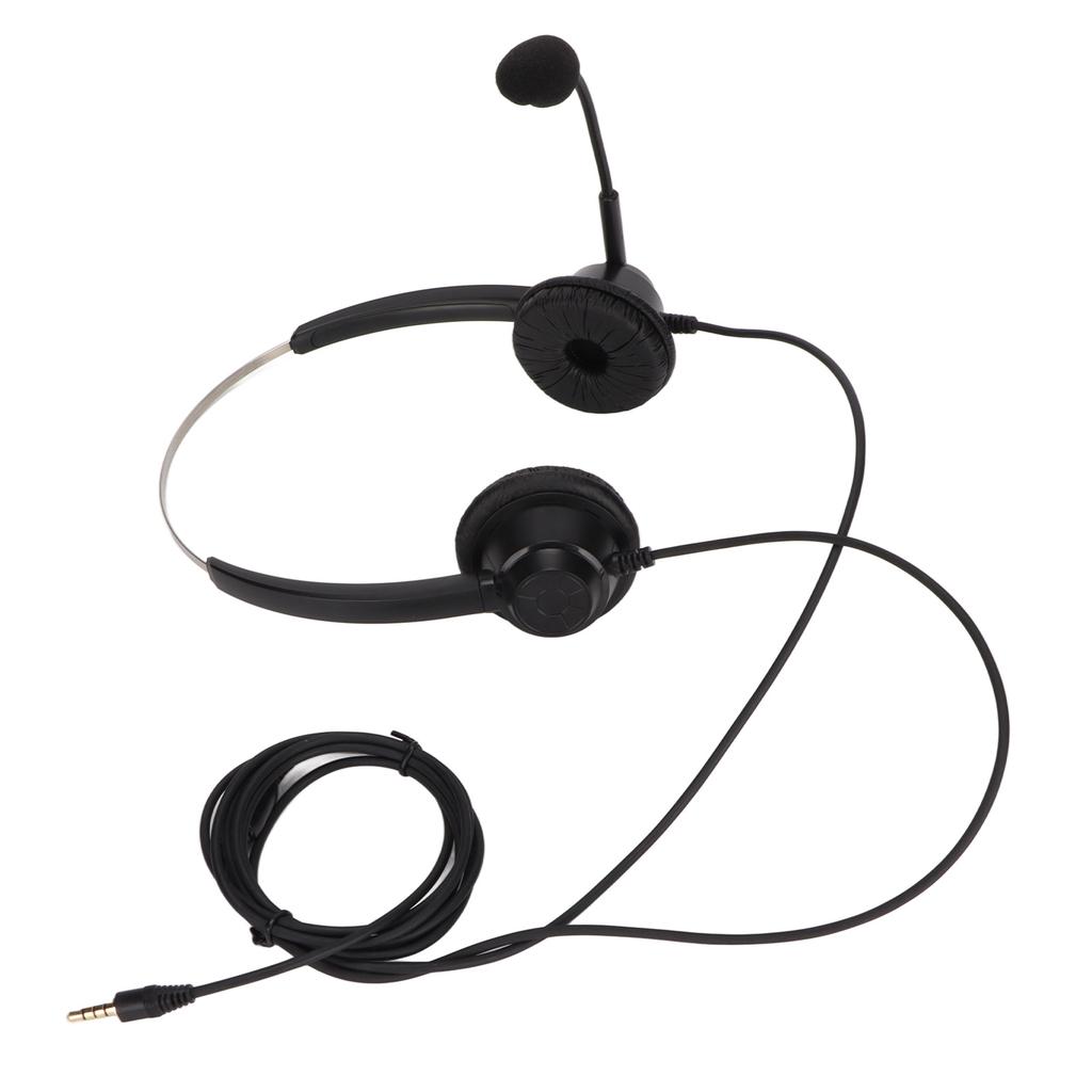 Telephone Headset Noise Reduction 3.5mm Straight Head Customer Service Headphone with Mic for VOIP Phones Call Center