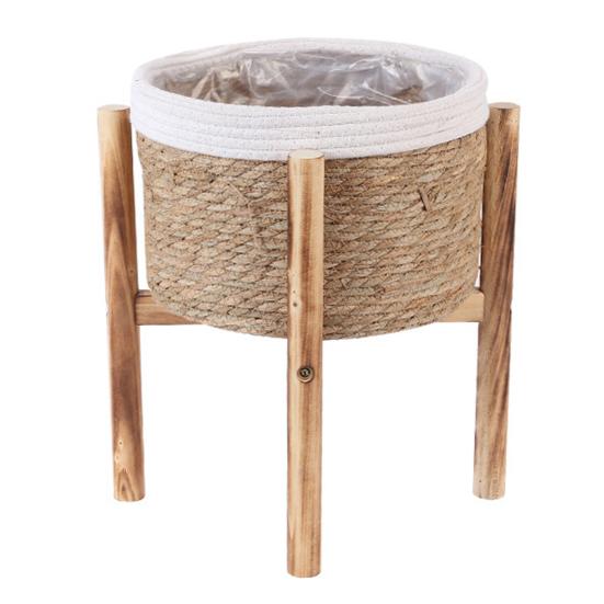 Floor Flower Stand, Heavy Pots Stable Rattan Basket, Smooth Surface Flower Stand for Indoor Outdoor Balcony