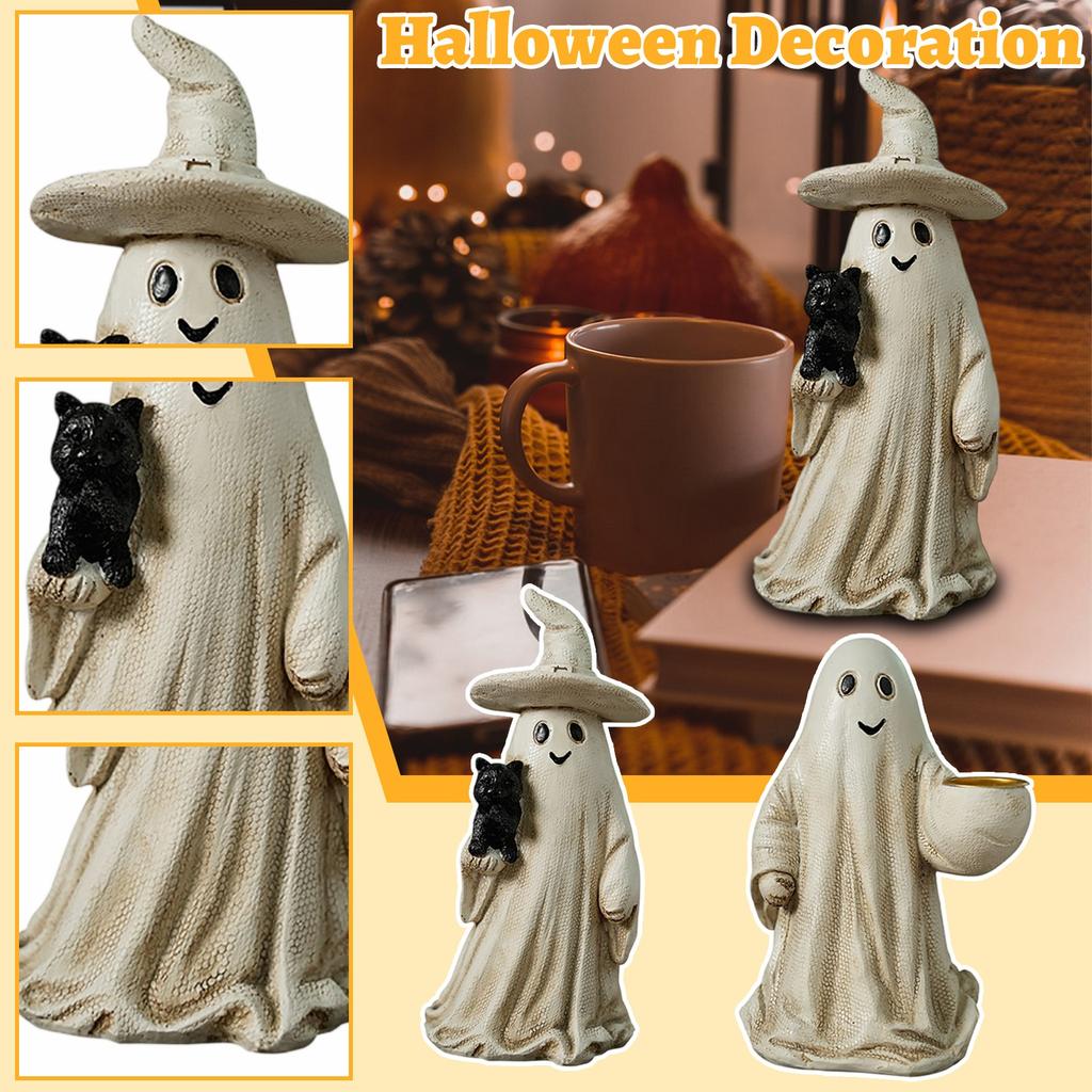 Halloween Cartoon And Cat Figurines – Holiday Tabletop Decorations For Home And Party Atmosphere