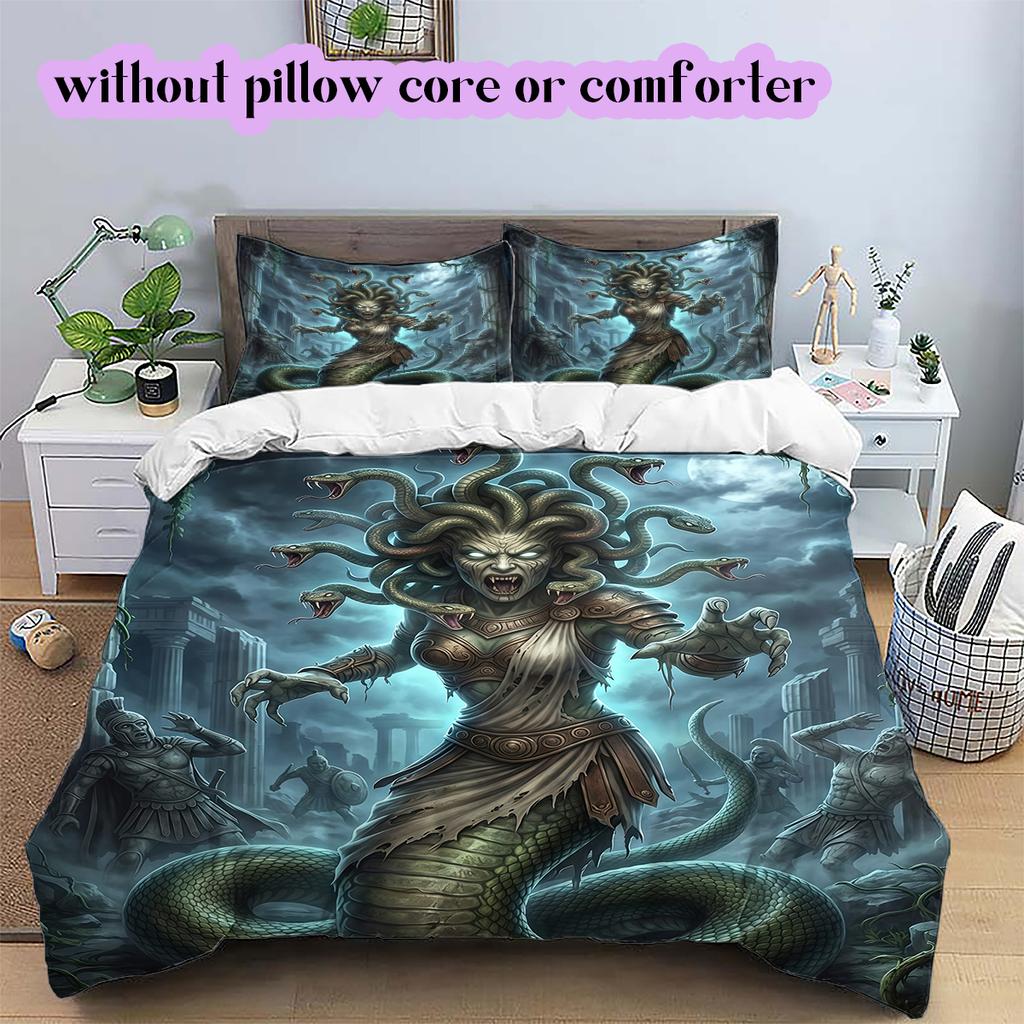 mythological figures Pattern Bedding Quilt Set Quilt Cover Pillowcase Home Decoration Birthday Gift (1 * duvet cover + 2 * pillowcase, without core)