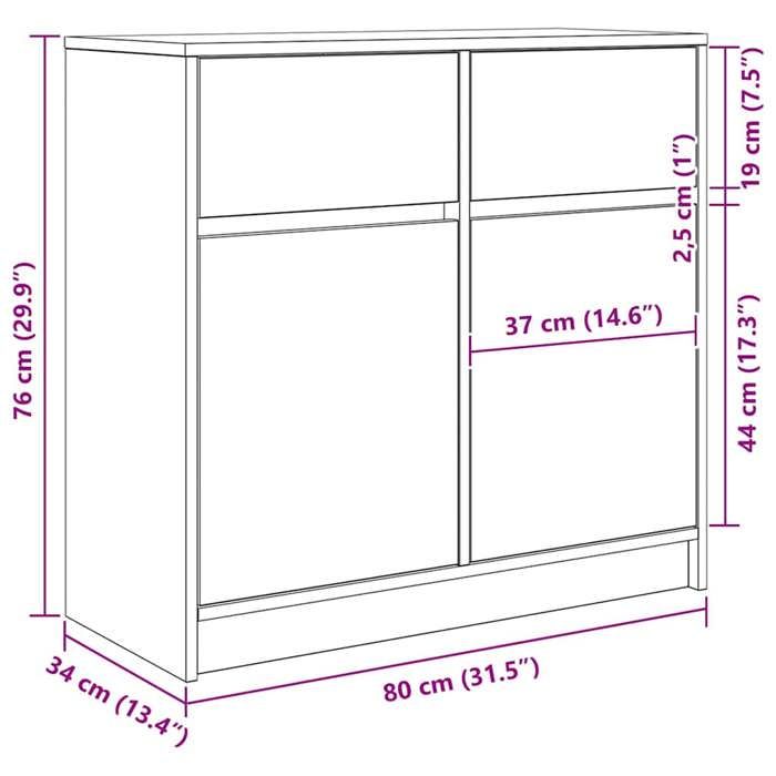 VidaXL Buffet with Drawer Black Oak 80x34x76 Cm Engineered Wood, Storage Furniture, Buffet, Entryway Furniture, Furniture 861536