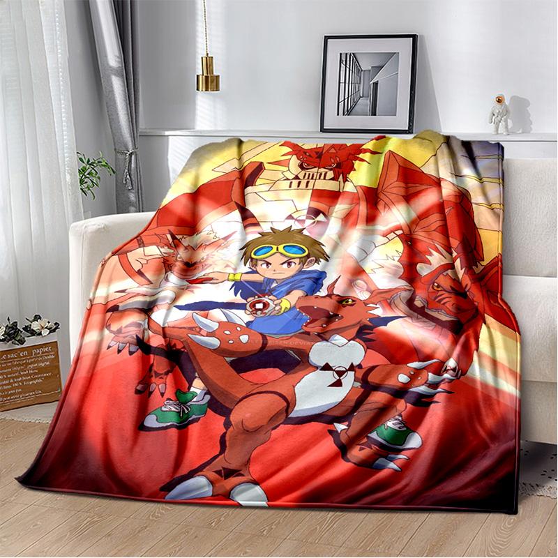 Cartoon Digimon Adventure Monster Soft Plush Blanket,Flannel Blanket Throw Blanket for Living Room Bedroom Bed Sofa Cover Child