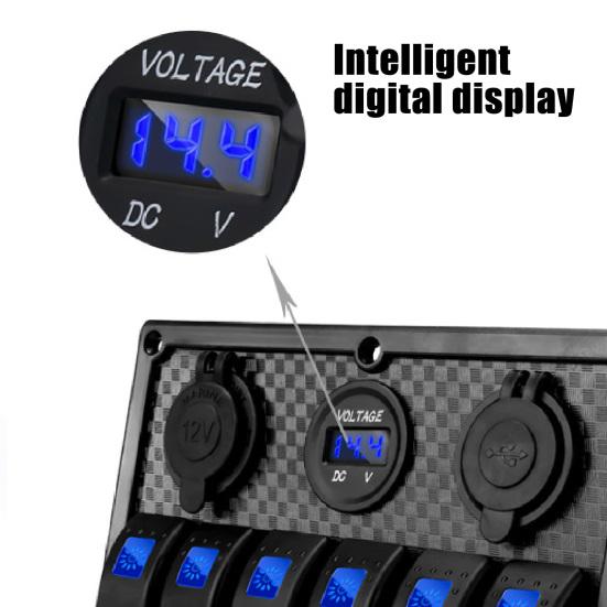 Panel spínačů Nehořlavý Dva USB porty Robustní 6 LED kolébkový spínač pro loď