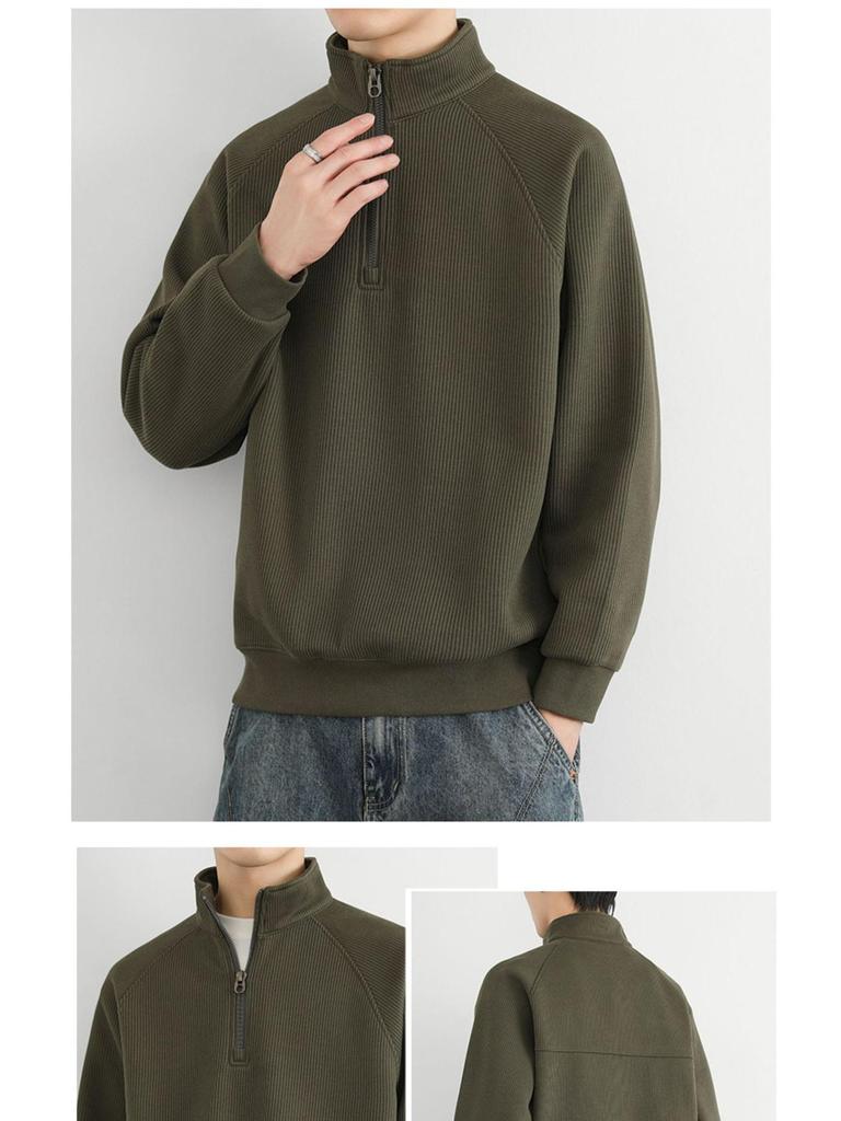 Herbst Neuankunft Übergröße Herren Stehkragen Übergroßer Cardigan Hoodie Jacke mit Lässiger Stimmung