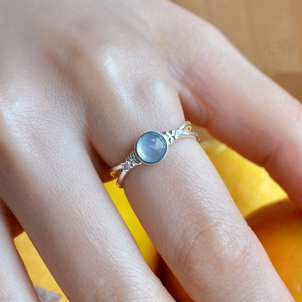 47Bag 925 Silver Chalcedony Natural Stone Ring Ruth