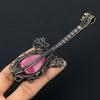 Guitar Shaped Rhodonite Gemstone Copper Wire Wrapped Handmade Jewelry Pendant Indian Jewelry For Her