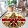 Cute Christmas Day Gift Bell Santa Claus Snowman Christmas Tree round rug Home Soft Decorative Anti slip Chair Mat Carpet Outdoor Floor Mat Carpet 6