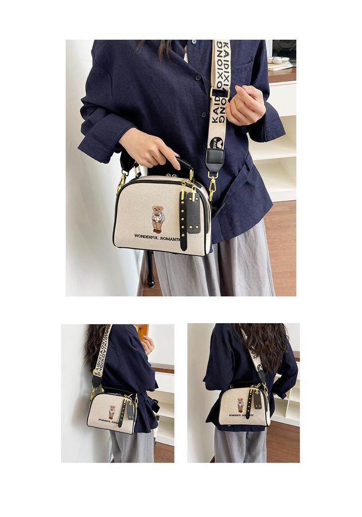 2026 New Bear Embroidery Women's Versatile Crossbody Shoulder Bag