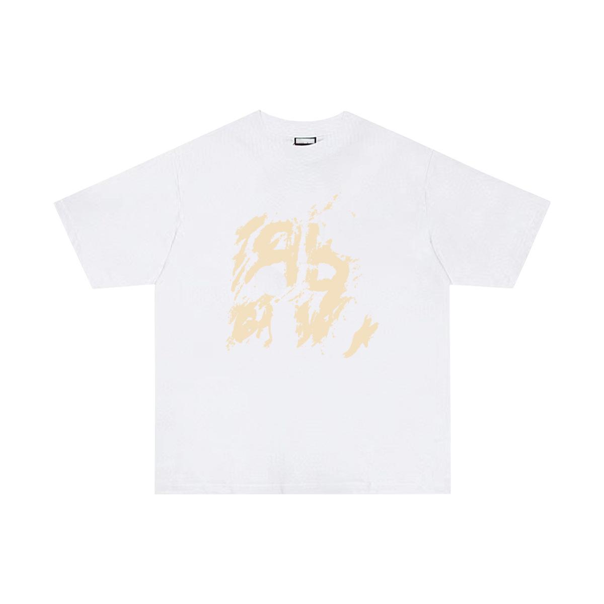 Hand-painted graffiti letter print T-shirt women s short sleeves S белый