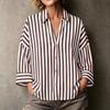 Women's Striped Lapel Button Down Long Sleeve Blouse Loose Fit for Work