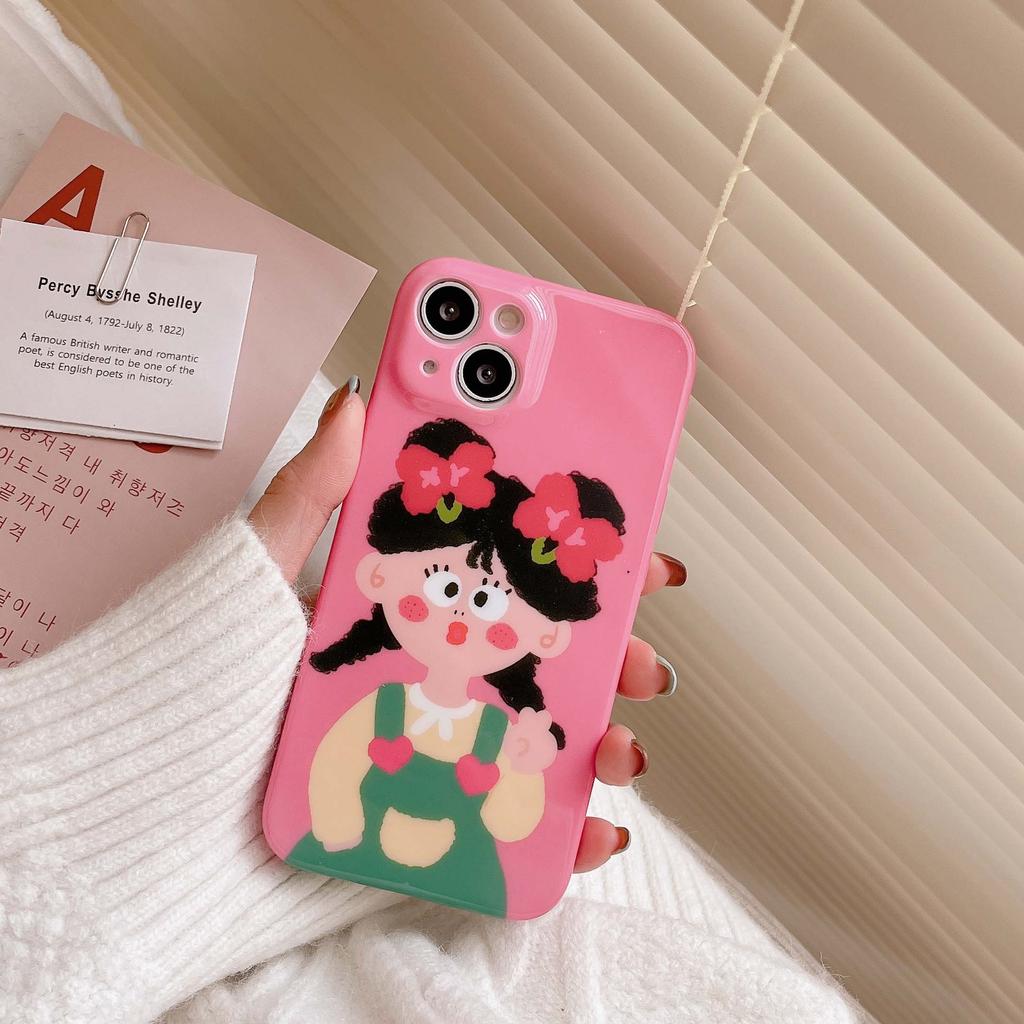 Liebe Silikon Weiches Herz Blumenmädchen Rosa Cartoon Handyhülle Für Iphone 13 12 Promax 11 14 Pro Max Schutzhülle Abdeckung Capa