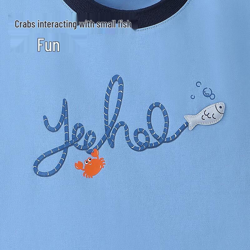 YEEHOO Boys' Plain Blue Cotton Short Sleeve T-Shirt