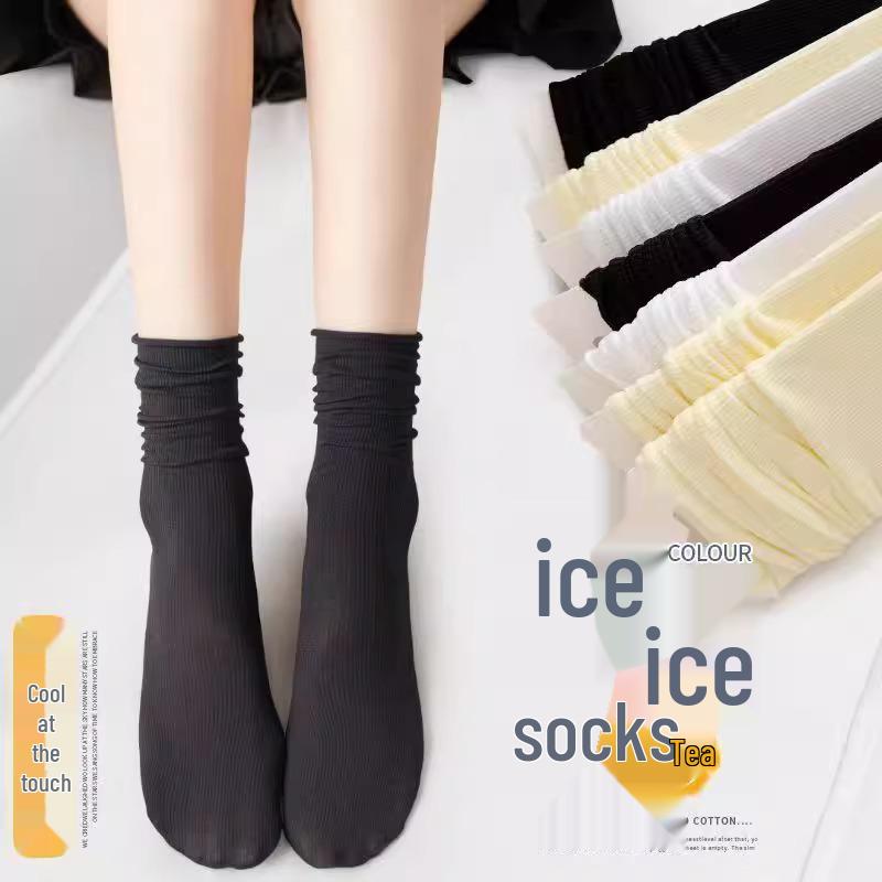Lightweight Breathable Mid-Calf Ice Pile Socks - Odor-Resistant Velvet Design