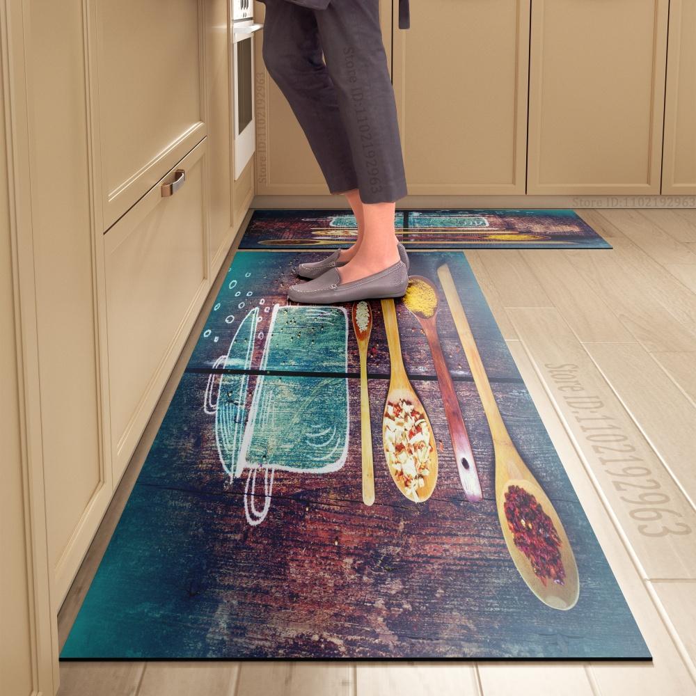 Spice Pattern Kitchen Mat Non-Slip Machine Washable Rug Set for Home Decor Anti-Fatigue Floor Mats Comfort Standing Pad