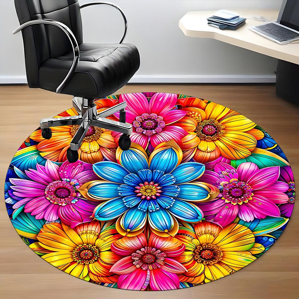 1pc Floral Mandala Pattern Chair Carpet for Office, , Non-slip Carpet, Very Suitable for Offices, farmhouses,Outdoor Carpet Yy251120027