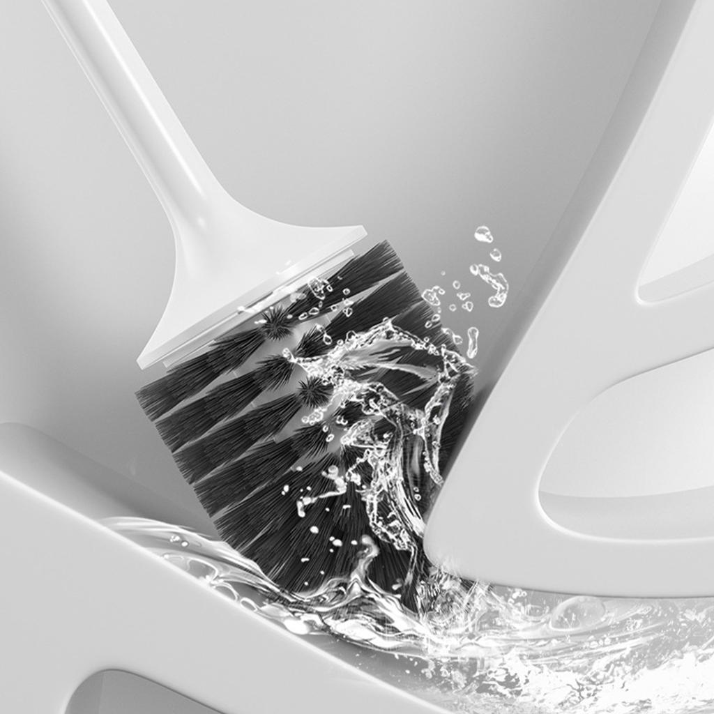 Toilet Brush and Holder Set 360 Degree Rotatable Long Handle Toilet Brush Scrubber for Bathroom