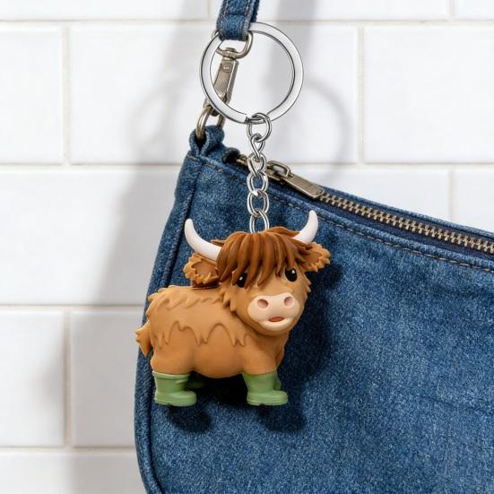 Highland Cow Keychain Pendant Country Style Hanging Pendant Key Chain Bags Backpacks Home Decoration