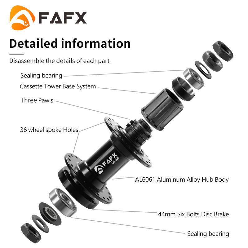 FAFX MTB Bike 32/36 Holes Sealing Bearing Hubs Compatible 7/8/9/10/11 Speed Cassette Cogs Disc Brake Alloy Hub Bicycle Parts