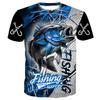 Men's Graphic Fishing T Shirt Tee Short Sleeve T Shirt 3D Print Crew Neck Shirt Vintage Fashion Designer Outdoor Casual Daily Blue