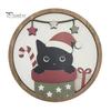 Modern Home Art Christmas Black Cat Wall Decor, Layered Wooden Hanging Sign, Round 2D Entryway Decor Flat Decoration for Living Room Bedroom And Hall