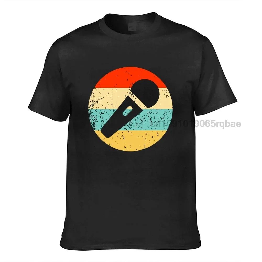 Karaoke Singer Retro Microphone Tshirt T Shirt Tops Shirts Funny Cotton Group Street Unisexs Harajuku Christmas Tee Shirt