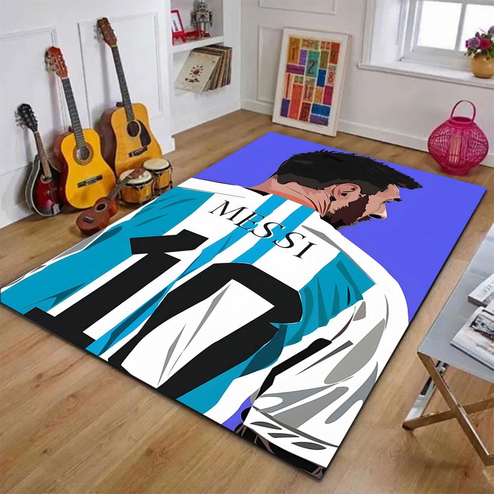 Soccer Star with Striped Jersey Patterned carpet, suitable as a non slip play mat for the living room and bedroom sofa