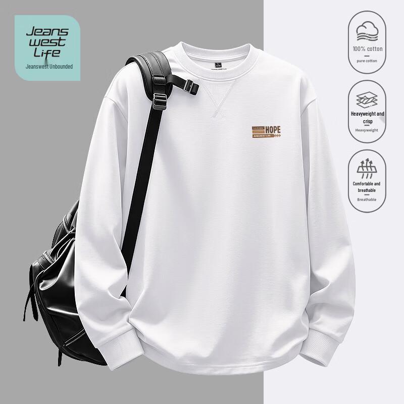 JEANSWEST LIFE Men's Cotton Long Sleeve Crew Neck T-Shirt