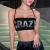 European and American Summer Sexy Small Suspender Letter Hot Diamond Ultra Short Personalized Street Backless Vest