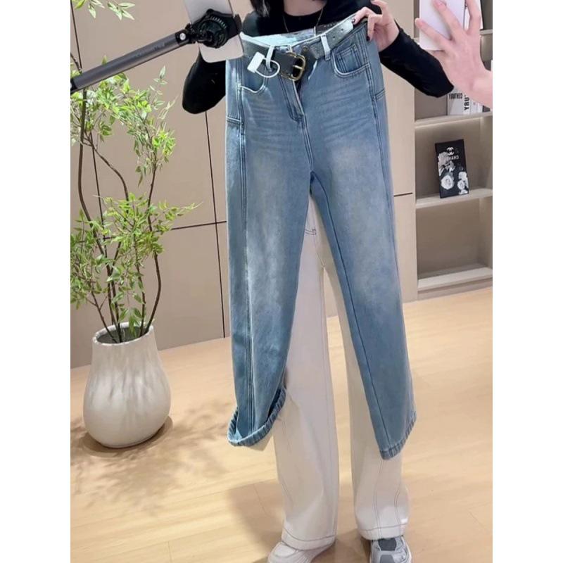 

Plus-Size Women s Fleece-Lined High Waist Wide Leg Jeans for Pear-Shaped Figures 4XL