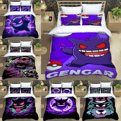 Kreslené Anime Gengar Povlečení Potah na postel Přikrývka Povlak na peřinu Povlak na polštář Sady 2-3 kusy Dekorace do dětského nebo dospělého pokoje