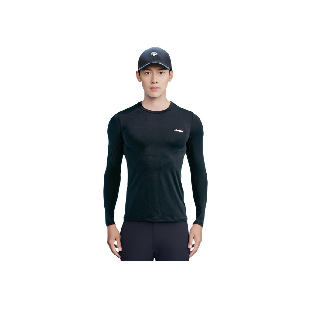 Li Ning Fitness Sports Long Sleeve Breathable Quick Dry Training Shirt Cycling Men tops Black AUDSB43