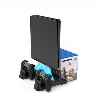 Vertical Cooling Stand for PS4 Slim/Pro Console, Multi-functional Charging & Storage Station
