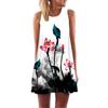 European and American New Digital Printing Round Neck Off-the-shoulder Sleeveless Vest Big Pendulum Loose Medium and Long Dress