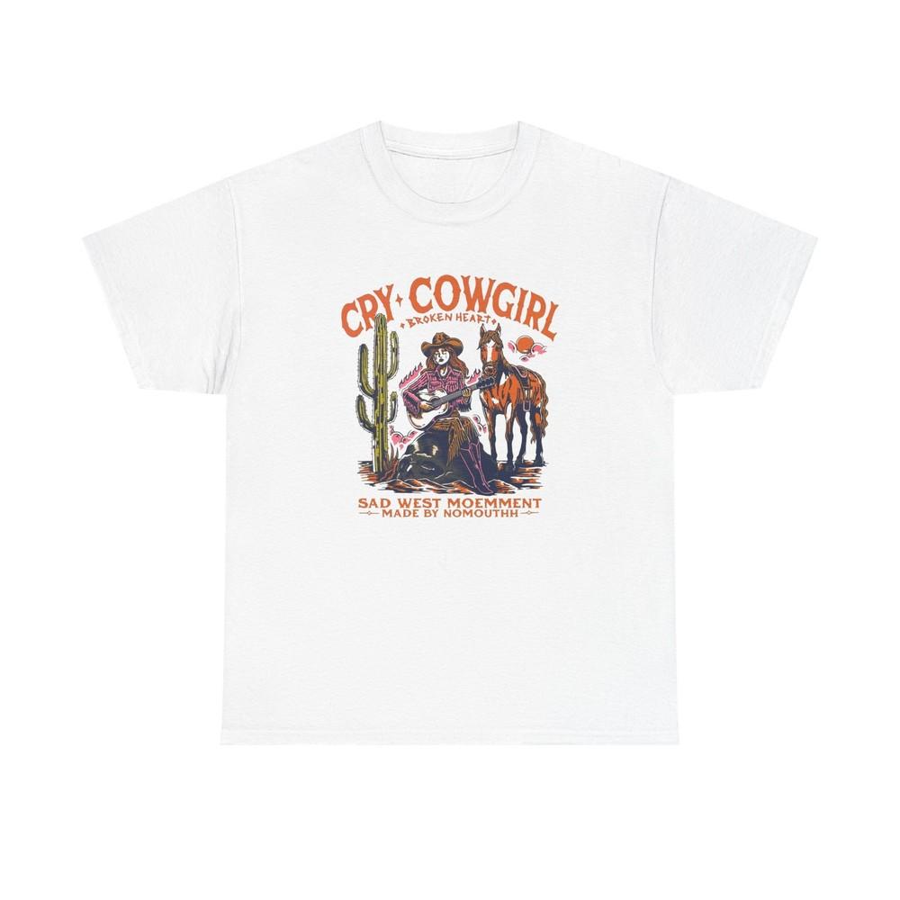Cry Cowgirl Retro Graphic T Shirt Unisex Heavy Cotton Tee New Gift Unisex T-Shirt L