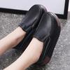 Genuine Leather Casual Shoes Women Fashion Platform Shoes Slip-on Loafers Walking Wedge Heels Rocker Shoes