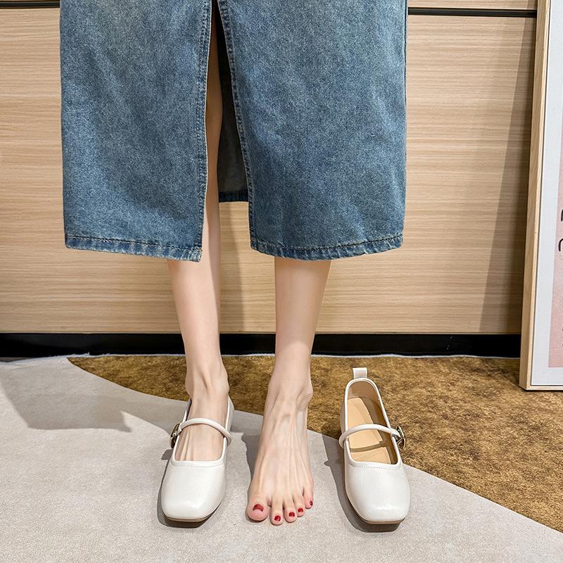 Mary Jane Single Shoes Women's Thick Heel French Fairy Style Spring and Autumn New Inner Height-increasing Shoes Temperament Single Shoes