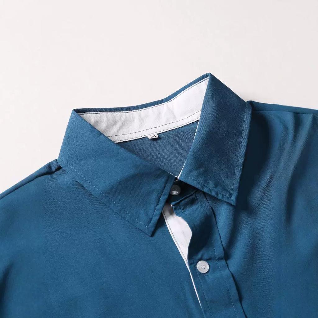 Men's Dress Shirt Long Sleeve Casual Button Down Shirts Regular Fit Inner Contrast Shirt for Business Party