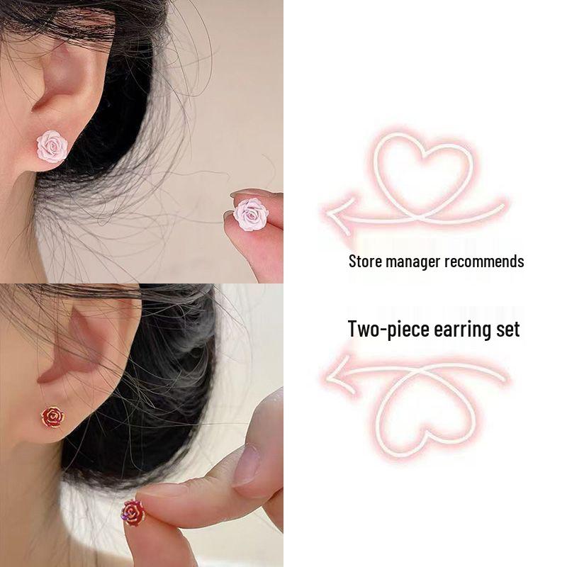 Pink Rose Magnetic Ear Cuff for Women: 2025 Sweet Style, Light Luxury High-End Earrings