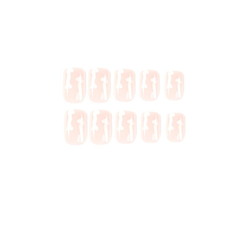 24 Pieces Wear Manicure Valentine's Day Nail Piece Naked Powder White Love Manicure Piece Removable