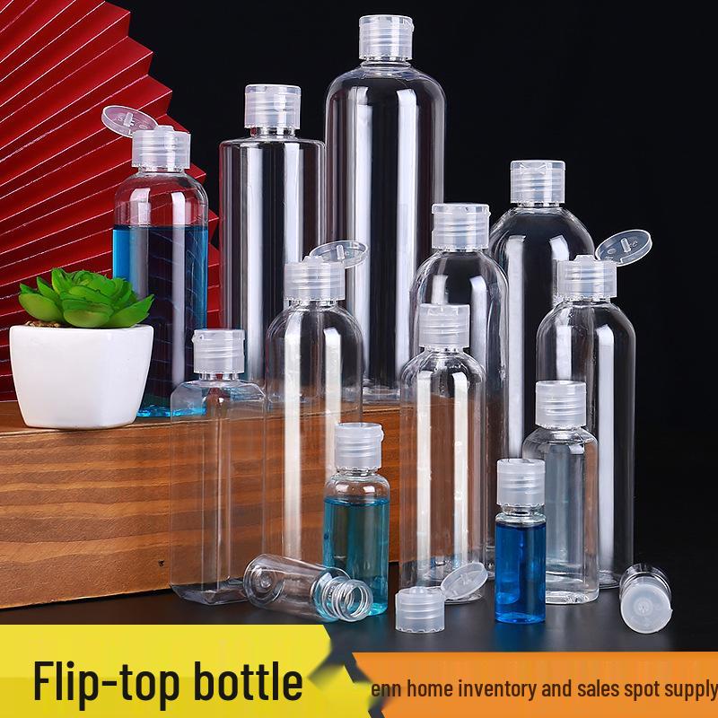 10ml, 30ml, 50ml, 100ml Transparent PET Flip-Top Travel Cosmetic Liquid Bottle 8ml Rigid Bottle with Clear Flip-Top