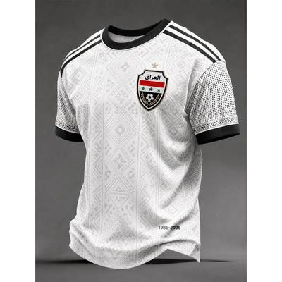 2026 New Men's Iraq 3D Printed Football JerseyT-shirt Suitable for Daily and Training Wear Quick Drying Sweatshirt