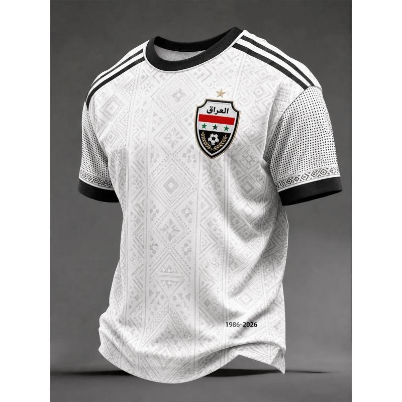 2026 New Men s Iraq 3D Printed Football JerseyT-shirt Suitable for Daily and Training Wear Quick Drying Sweatshirt S