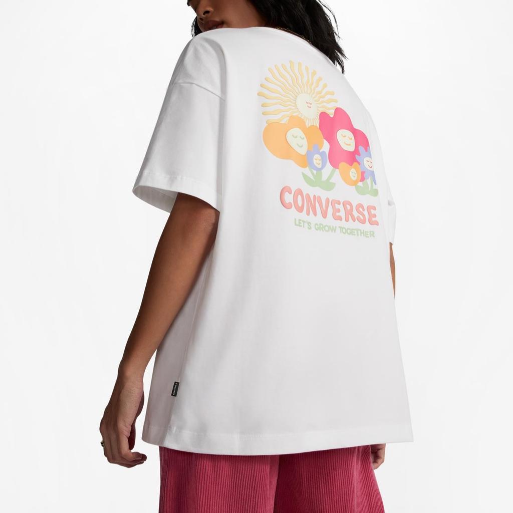 Converse Grow Together Drop Shoulder Sleeve T Shirt Women's White 10025447-A03