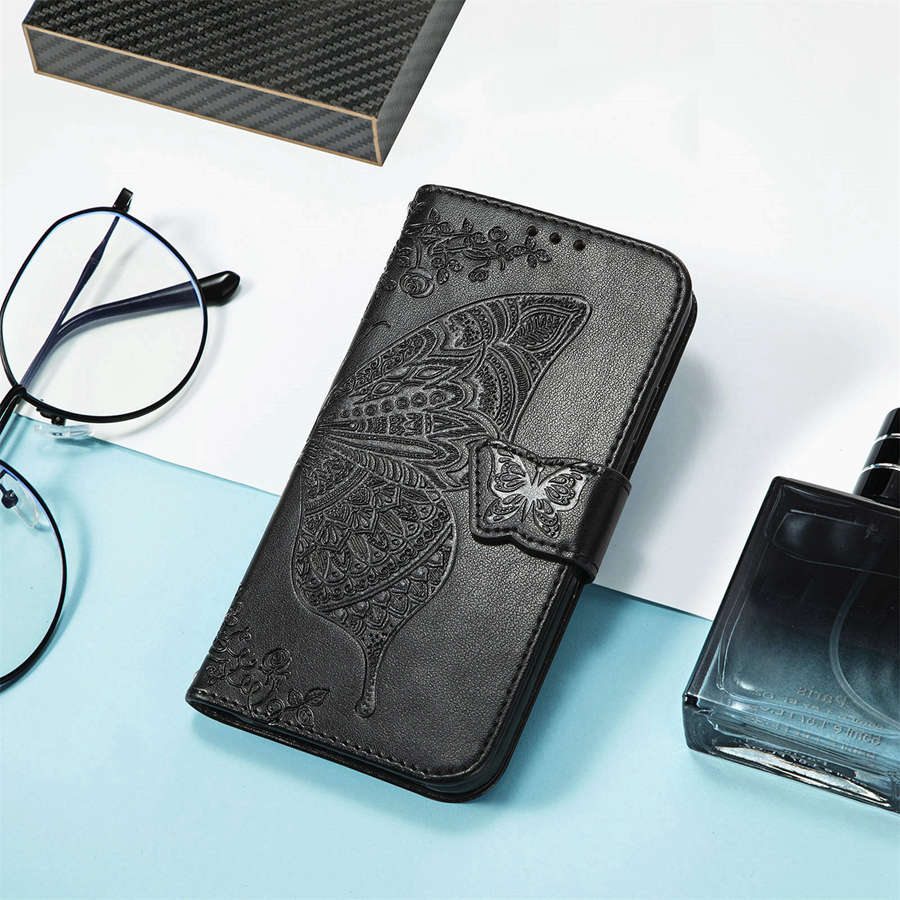 Étui à rabat en cuir motif papillon pour Huawei Nova 13i Y63 Y73 13 14 Pro Honor X9D X7D X6C Housse portefeuille Capa Coque