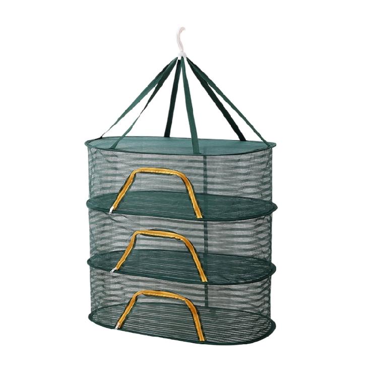 Breathable Mesh Fish Drying Rack Vegetable Dryer with 360 Degree Rotating Hook Foldable Indoor Hanging Hanging Net