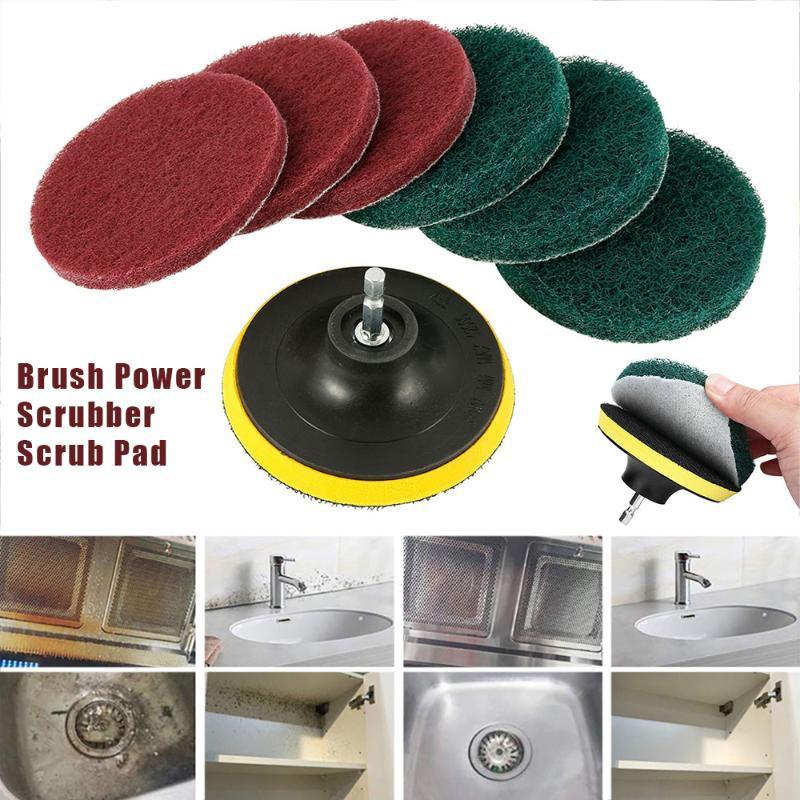 8Pcs 4 Inch Electric Drill Brush Scrub Pads Grout Power Drills Scrubber Cleaning Brush Floor Tub Cleaner Tools Kit Dusty Brush